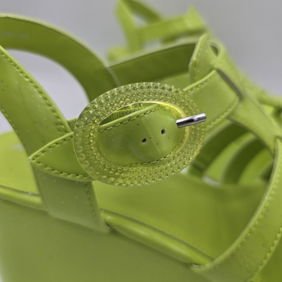 NWOT CIRCUS NY Sam Edelman Golda Platform Sandals—Wasabi (Sparkly Glitter Green) - Picture 3 of 16